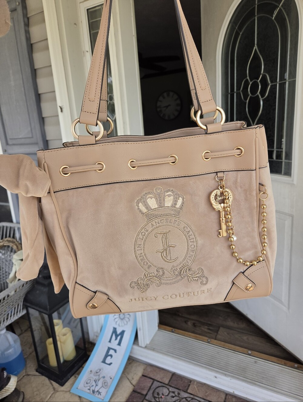 Juicy Couture Classic Dreamer Tote In Beige Purse Bag Handbag